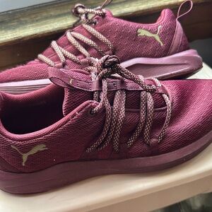 Puma Women's Maroon Sneakers with Gold Accents